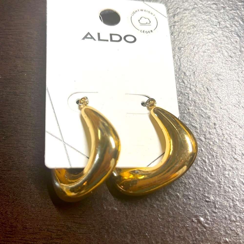 Aldo Gold Tone Square Shaped Hoop Pierce Earrings. P
